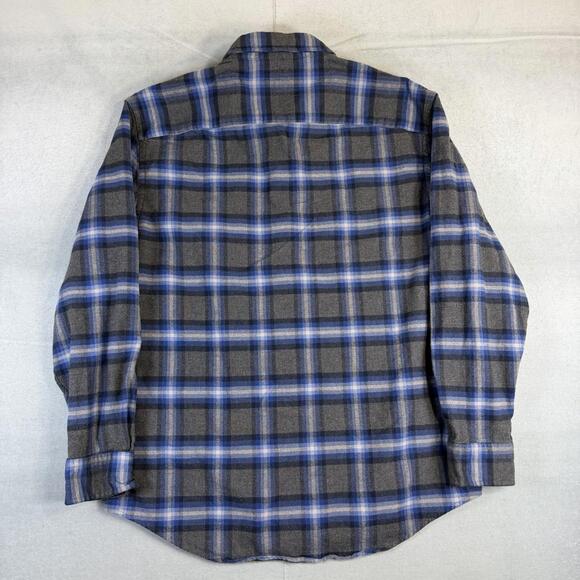 Pendleton Mason Shirt Mens Large Blue Gray Plaid Flannel Button Up Long Sleeve - Picture 3 of 7